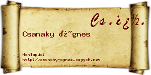 Csanaky Ágnes névjegykártya